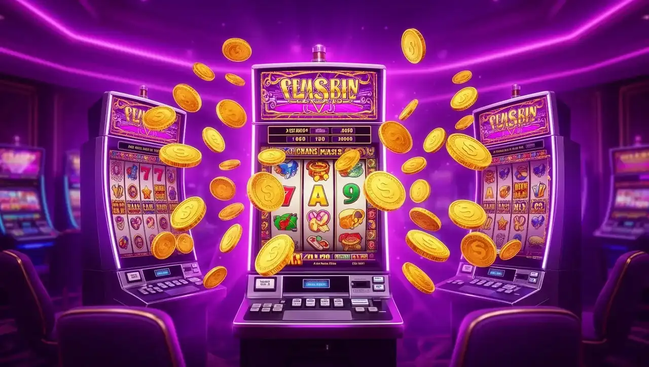 Exciting slot machines with golden coins and jackpot symbols